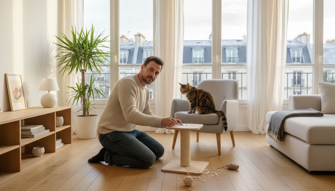 Intégrer un arbre à chat dans un salon moderne et baigné de lumière