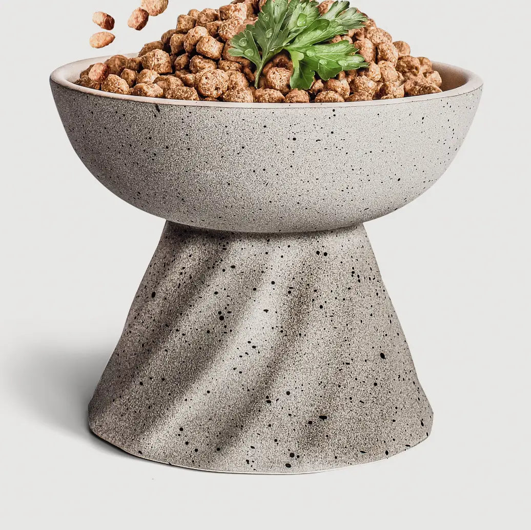 Gamelle surélevée en céramique pour chats aspect pierre I FéliNature