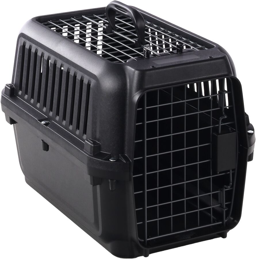 Cage de transport noire pour chat à double porte