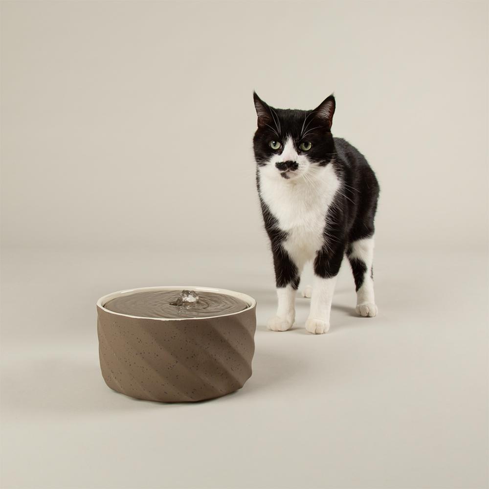 Fontaine à eau en céramique pour chat, marron