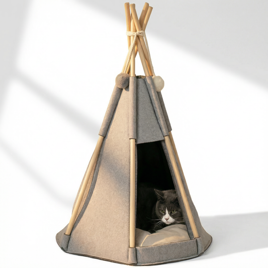 Le Refuge Nomade | Tente Tipi Chat en Feutrine | Design Scandinave I FÉLINATURE