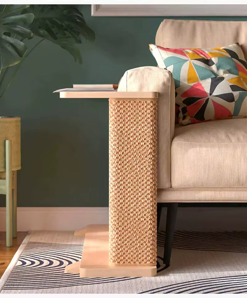 Le Coin Félin I Table d'Appoint Élégante et Griffoir d'Angle en Bois Massif I FéliNature