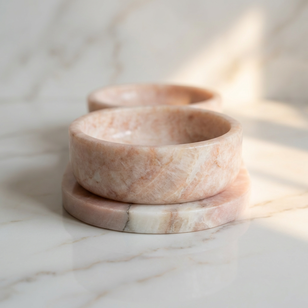 Élégance Naturelle | Ensemble Gamelles en Marbre pour Chat | Design Sculptural Moderne I FÉLINATURE