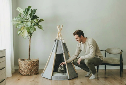 Tente Tipi Chat en Feutrine I Le Refuge Nomade - FéliNature