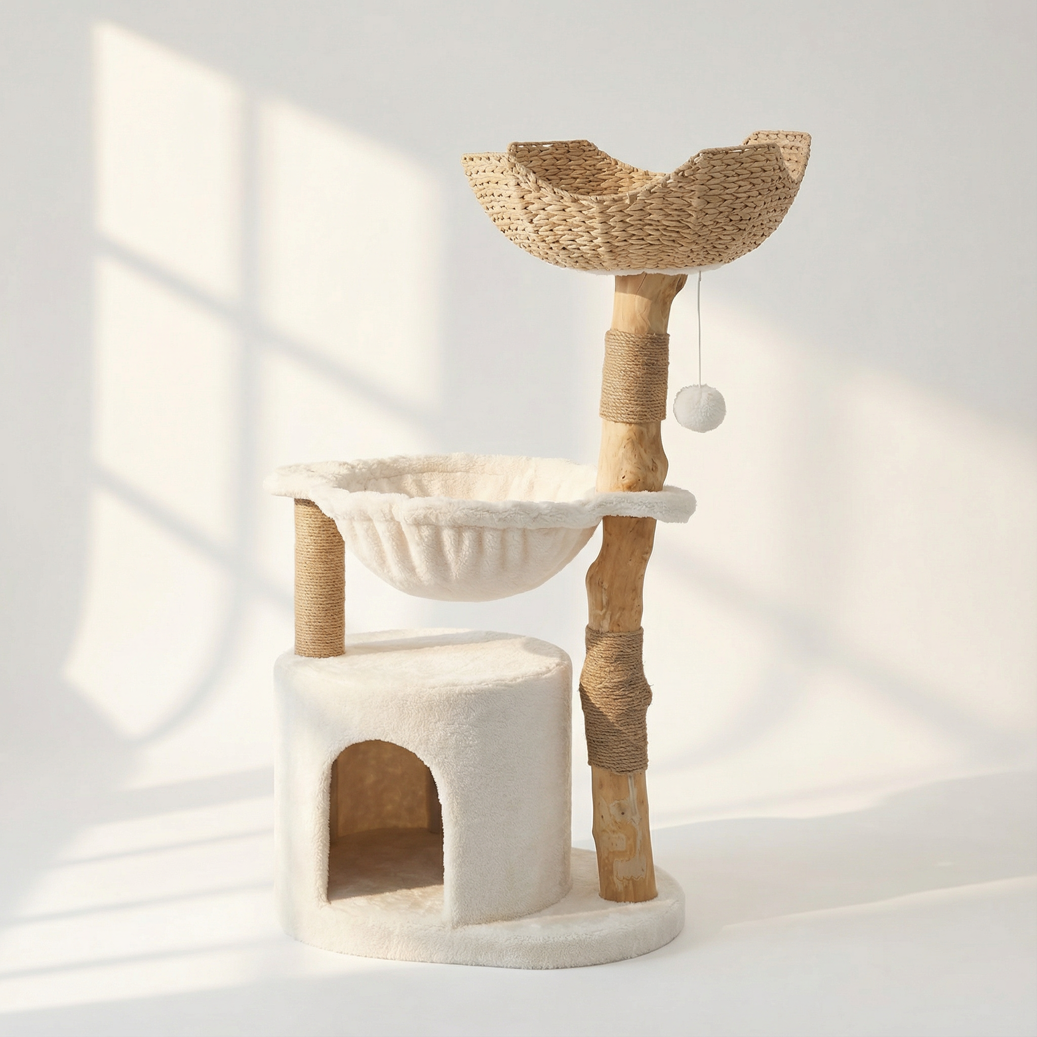 Arbre à Chat Petit Panier pour Chats | Néva | Véritable Branche en Bois Naturel | FéliNature.