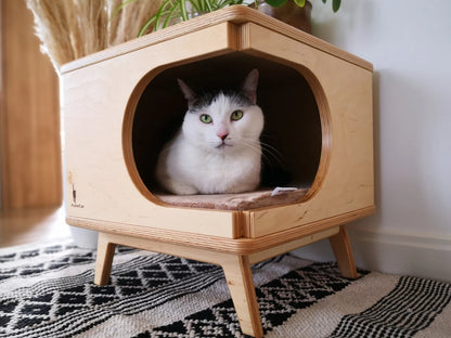 Lit pour Chat en Bois Massif – Élégance et Polyvalence pour vos Espaces